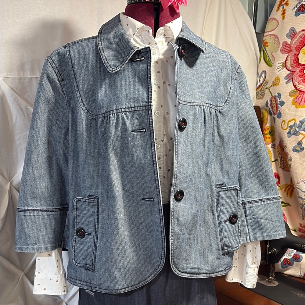 LOFT Light Wash Denim Blazer Jacket